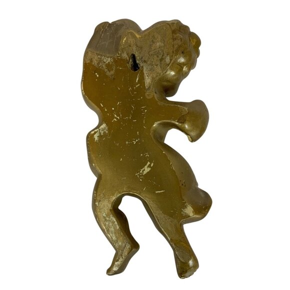 Homco Cherubs Angels Wall Decor Set Of 2 Gold Plastic Christmas Holiday - Picture 6 of 9